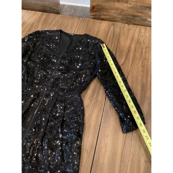 Theory Silk & Sequin Abree E Black Embellished Zip Front silk mini Dress 0 - Picture 4 of 13